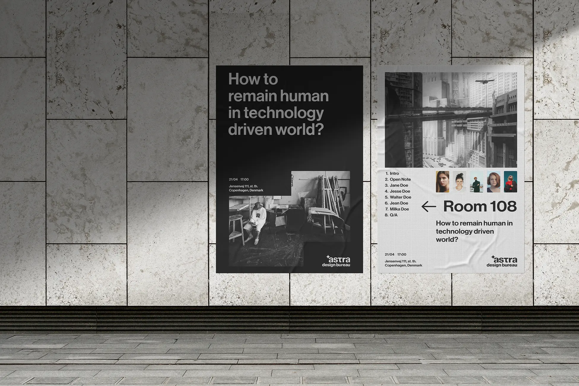 Astra wrinkled poster mockup